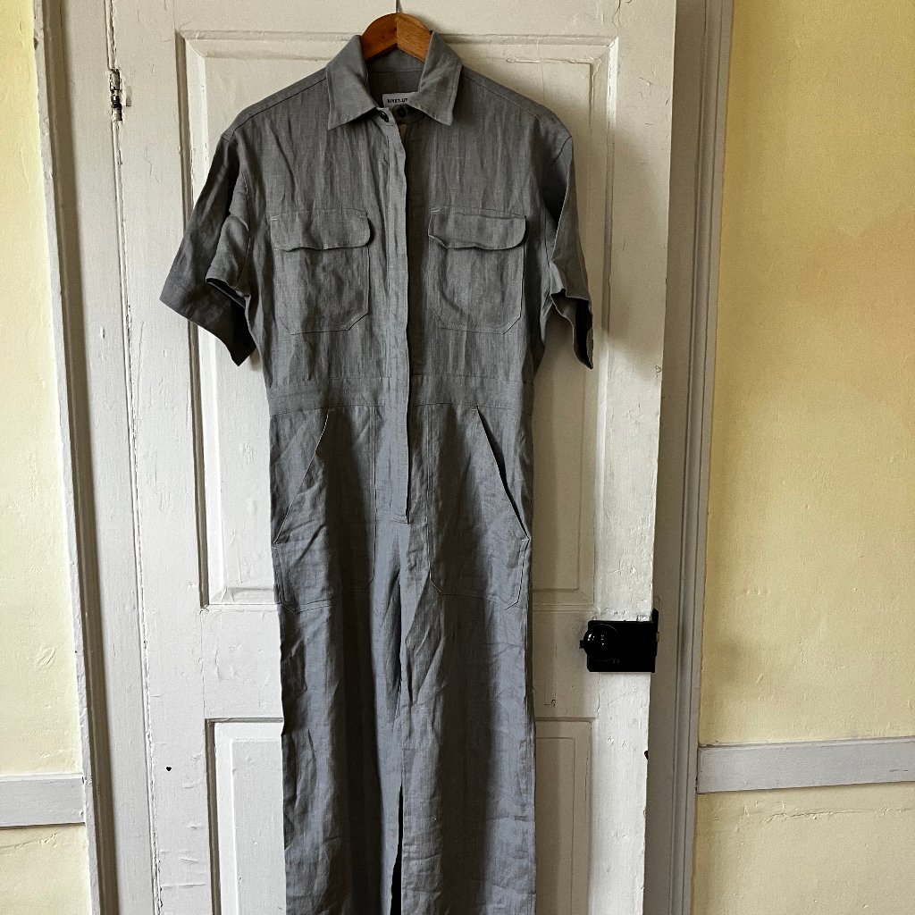 Rivet Utility Dynamo Nwot Pewter Gray Short-Sleeved Jumpsuit $425 Small